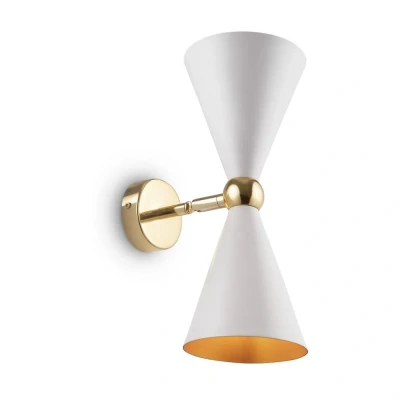 Afbeelding van Maytoni wandlamp Vesper, wit/goud, 2 lamps, metaal