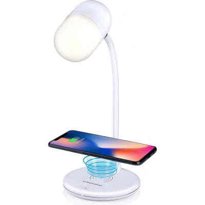 Afbeelding van Grundig Bureaulamp LED 3 in 1 Draadloze Telefoonoplader Qi technologie Bluetooth Speaker Leeslamp Wit
