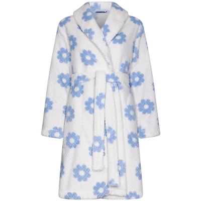 Afbeelding van Fleece bloemetjes badjas Rebelle Wit Maat S