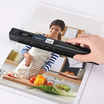 Afbeelding van MUNBYN Documentscanner, 900DPI, Handscanner, resolutie s/w en kleur, documentenscanner, draagbare scanner, draadloze A4 scanner met kaart JPG PDF formaat zwart