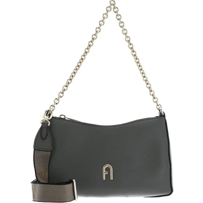 Afbeelding van FURLA Leren Schoudertas Primula Mini Crossbody Double Strap Cactus + Metal Taupe Olijfgroen