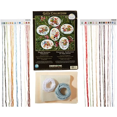 Afbeelding van Gouden collectie speelse sneeuwpop ornamenten geteld kruis Stit Up tot 4 1/2 &quot;Set van zes