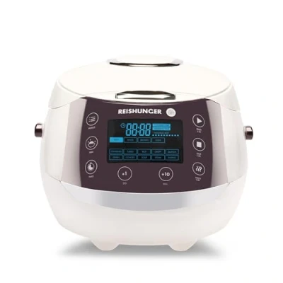 Afbeelding van Reishunger Digitale Rijstkoker in Wit Multicooker met 12 programma&#039;s, stoominzet, premium binnenpan, timer en warmhoudfunctie Rijst voor maximaal 8 personen