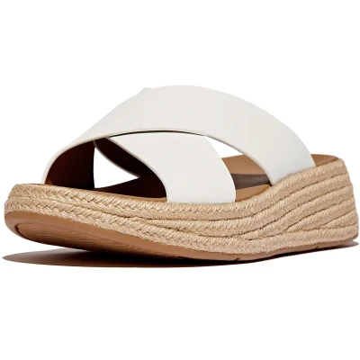 Afbeelding van FitFlop F Mode Espadrille Leather Flatform Cross Slides WIT Maat 42