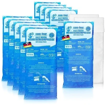 Afbeelding van COM FOUR® 10x Groot meervoudig kompres met fleecedekking, koude en warme kompressen, 29 x 12 cm geschikt voor microgolven Made in Germany (10 stuks groot)