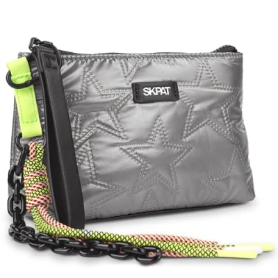 Afbeelding van SKPAT Kinderreistas in polyester en synthetisch leer. Resisting Travel Bag met zijhandvat. Kinder dames toilettas voorvak 316966 merk, Titaan