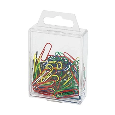 Afbeelding van Wedo 901244299 paperclips (metaal, 27 mm, met kunststof coating) 100 stuks, diverse kleuren