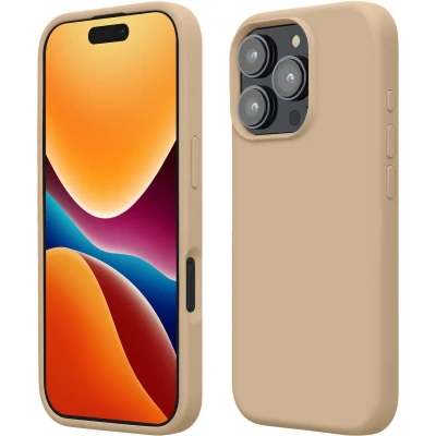 Afbeelding van kwmobile telefoonhoesje geschikt voor Apple iPhone 16 Pro Hoesje met siliconen coating Smartphone case in parelmoer