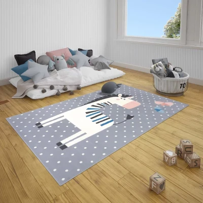 Afbeelding van Kindervloerkleed Zebra Zibbie Grijs 80x150 Cm