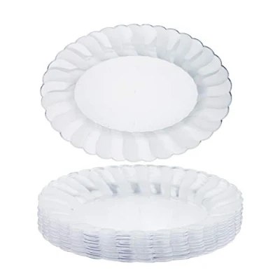 Afbeelding van MATANA 10 Transparante Kunststof Dienbladen (30 x 23 cm) Herbruikbare, Afwasbare, Ovale Serveerbladen voor Catering, Buffeten, Feestjes