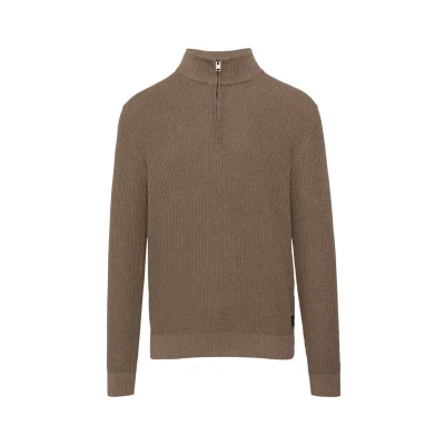 Afbeelding van s.Oliver Strukturierter MIT Troyerkragen Trui, Heren, Maat: XL, Cognac