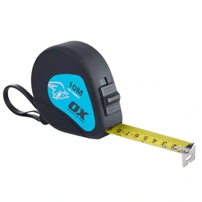 Afbeelding van OX Meetlint uit de Trade Series Metrisch &amp; keizerlijk 10m Zwart/Blauw