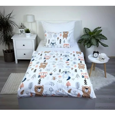 Afbeelding van Theonoi Kinderbeddengoed voor kleine kinderen, babybed, complete set dekbedovertrek 100 x 135 cm en kussensloop 40 60 cm, gemaakt van katoen, Öko Tex standaard jongens meisjes (bosdieren)