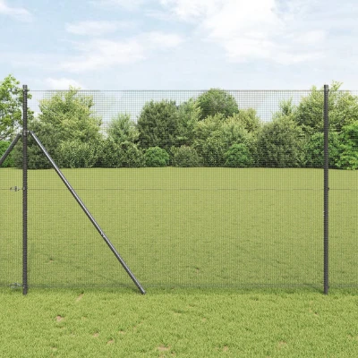Afbeelding van vidaXL Gelaste Draad Omheining met 7 Palen Grijs 1.6x10 m Staal