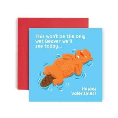 Afbeelding van Huxters Valentijnskaarten voor mannen en vrouwen Beaver Valentines vrouw echtgenoot jubileumkaart haar hem grappige vriend vriendin kaart leuke 14,8 cm