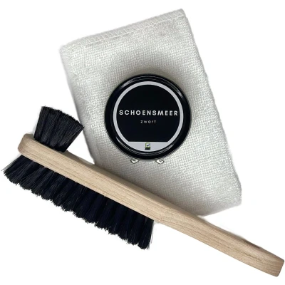Afbeelding van 3BMT® Complete Schoenpoets set Schoensmeer Zwart met Schoenborstel en Schoenpoetsdoek Schoenen Schoonmaak