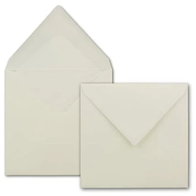 Afbeelding van Enveloppen Vierkant 145 x mm (14,5 14,5 cm) met witte zijden voering 100 g/m², nat lijmen 75 Stück Light cream