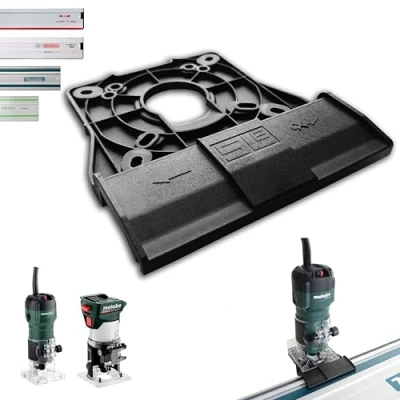 Afbeelding van SLE Professionele geleiderailadapter voor Metabo FM 500 6 bovenfrees/randfrees Makita/Bosch/Festool/Mafell geleiderail adapter