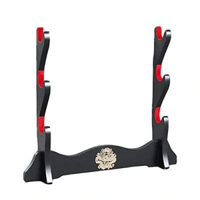 Afbeelding van Z fiber Sword Holder Japanese Velvet Padded Katana Stand Samurai Display Rack Support All Sword,3 Tier