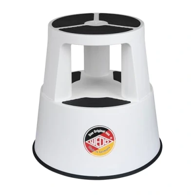 Afbeelding van WEDO Rolkruk Super Step van onbreekbaar kunststof rolbare olifantenvoet opstapkruk, TÜV GS getest, Made in Germany, antislip hoogte ca. 43 cm, draagkracht 150 kg, (wit)