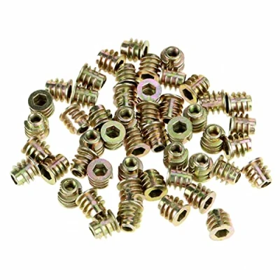 Afbeelding van Insteekmoeren met schroefdraad, Inbusschroefmoeren 50 stks M4 * 8mm Zinklegering Hex Drive Hoofd Meubelmoeren Schroefdraad voor Hout Insert