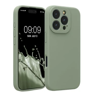 Afbeelding van kwmobile telefoonhoesje geschikt voor Apple iPhone 16 Pro TPU backcover met siliconen coating Smartphone case in grijsgroen