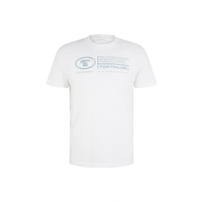 Afbeelding van TOM Tailor Printed TEES Tshirt print, Heren, Maat: Small, White