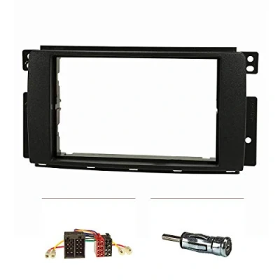 Afbeelding van tomzz Audio 2451 000 Dubbele Din radio installatie frame Set geschikt voor Smart fortwo 451 forfour 454 black met adapter iso, antenne iso