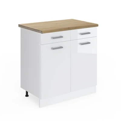 Afbeelding van Vicco Keukenonderkast &quot;R Line&quot;, Wit Hoogglans, 80 cm WB Eik