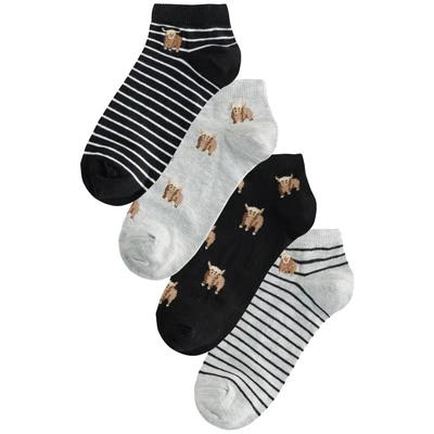 Afbeelding van Next Invisible 4 PACK Sokken, Dames, Maat: One Size, Monochrome hamish the highland cow