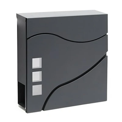 Afbeelding van Modern design brievenbus met krantenrol V28 antraciet wandbrievenbus poedercoating krantenvak