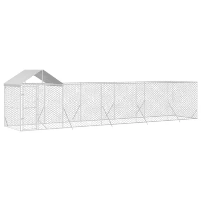 Afbeelding van vidaXL Hondenkennel met dak 10x2x2,5 m gegalvaniseerd staal zilver