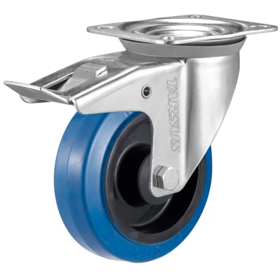 Afbeelding van Zwenkwiel met rem 200 mm rubber blauw TARSUS