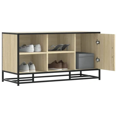 Afbeelding van vidaXL Schoenenbank 100x40x53,5 cm bewerkt hout en metaal sonoma eiken