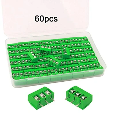 Afbeelding van QitinDasen 60 stuks premium 3 pins PCB Mount Screw Terminal Block Set, 5,08 mm Pitch printplaten schroefklemmenblok connector (groen, 10A / 300V)
