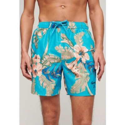 Afbeelding van Superdry hawaiian Print 17 Zwemshorts, Heren, Maat: Small, Eden aqua