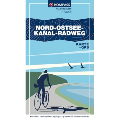 Afbeelding van KOMPASS Fahrrad Tourenkarte Nord Ostsee Kanal Radweg 1:50.000: Von Brunsbüttel bis Kiel. GPX Datei zum Download, Leporello Karte, reiß und wetterfest: 7054