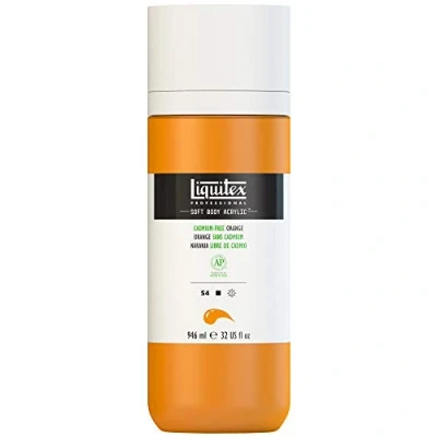 Afbeelding van Liquitex 1964892 Professionele Acrylverf Soft Body Kunstenaarsverf in romig dekkende consistentie, hoge pigmentatie, lichtecht &amp; verouderingsbestendig, 946ml fles Cadmiumvrij Oranje