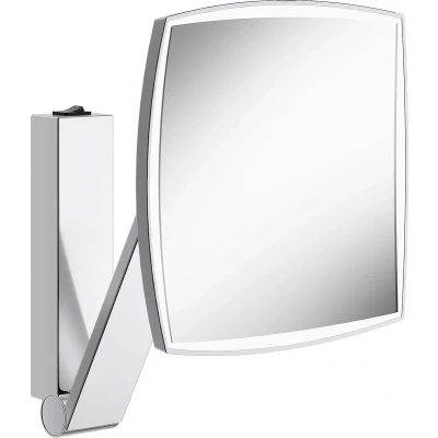 Afbeelding van Keuco Wand Make Up spiegel met zwenkarm, LED verlichting, 5 voudige vergroting, tuimelschakelaar, 20 x cm, hoekig, chroom, Cosmetische iLook_Move