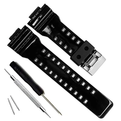 Afbeelding van My Time OliBoPo Natuurlijke Hars Vervanging Horlogeband Band voor Casio Heren G Shock GD120/GA 100/GA 110/GA 100C (Shiny Black)