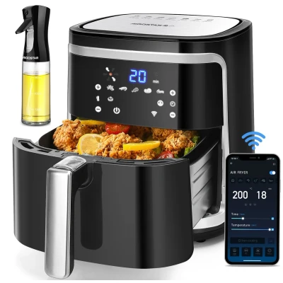 Afbeelding van Aigostar Airfryer XXL Heteluchtfriteuse met kookboek 7L App connect 1900W Zwart