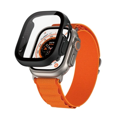 Afbeelding van Apple Watch Ultra 2 49 mm Hoes: PanzerGlass Full Body Case Bumper Zwart Siliconen En TPU (zacht) Smart Covers
