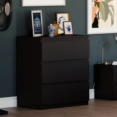 Afbeelding van Vida Designs Denver Commode met laden, zwart, 3 drawer