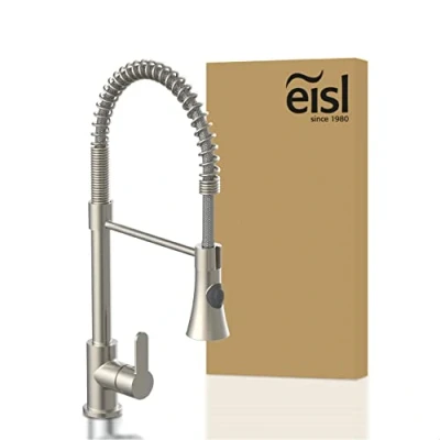 Afbeelding van EISL LEON mengkraan keuken met sproeier en spiraalveer lage druk nickel NI183ESCRNI LP PR A