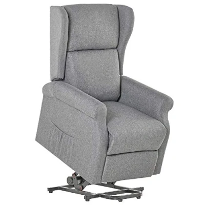 Afbeelding van HOMCOM opstastoel tv stoel met opstahulp elektrisch ligfunctie linnen grijs 72,5 x 94 109 cm