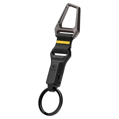 Afbeelding van Spigen Life Karabijnhaak met Magnetische Sleutelhanger Uitneembare Sleutelorganizer Autosleutel Carabiner Keychain Zwart