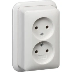Afbeelding van Gira Opbouw wandcontactdoos 2 voudig 16A 250V zuiver wit met