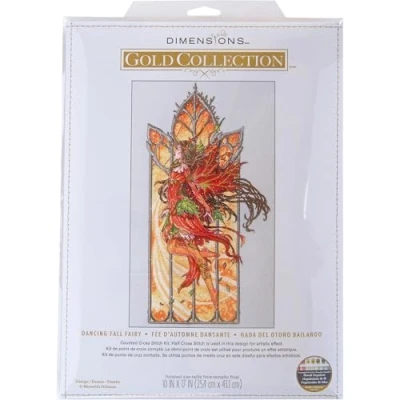 Afbeelding van Dimensions Gold Collection Dancing Fall Fairy geteld kruissteek kit, 10 &quot;x 17&quot;, 18 Cnt. ivoor Aida 7 stuks