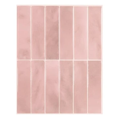 Afbeelding van Smart Tiles Zelfklevende wandtegels, tegelstickers voor keuken en badkamer, roze plak op tegels, afpellen opplakken, spatwand, 5 vellen, 29,03 cm x 22,86