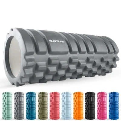 Afbeelding van Tunturi Yoga Grid Foam Roller Massage 33 cm lang Foamroller fitness Grijs Incl. gratis app